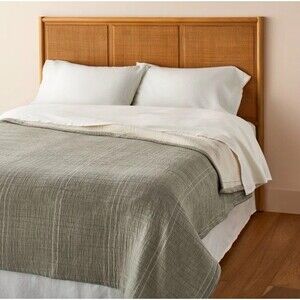 Queen Microstripe Matelassé Coverlet Sage Fling - Hearth & Hand w/ Magnolia NEW